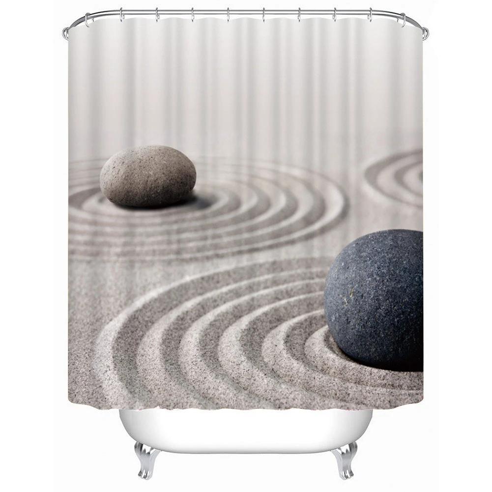 180x180cm/180x200cm Bathroom Shower Curtain Bathroom Decoration Waterproof Sand&Stone Printed Pattern Shower Curtains by eprolo