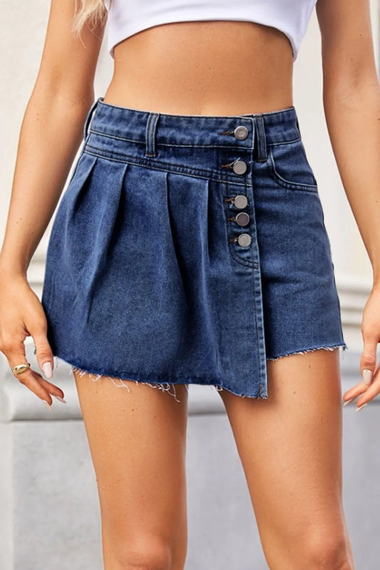 jupe-short en jean à ourlet brut