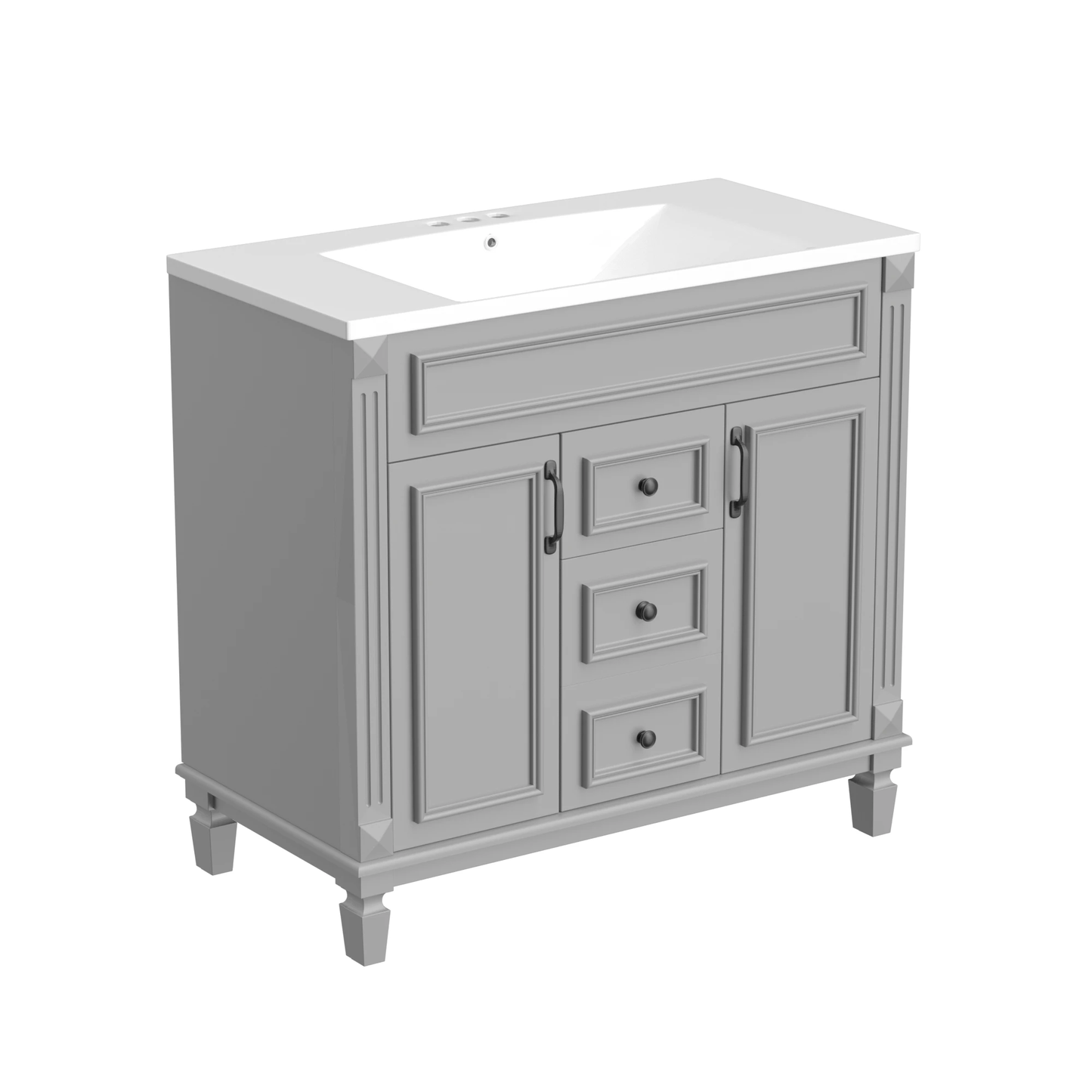 36'' Bathroom Vanity with Top Sink, Modern Bathroom Storage Cabinet with 2 Soft Closing Doors and 2 Drawers, Single Sink Bathroo by eprolo