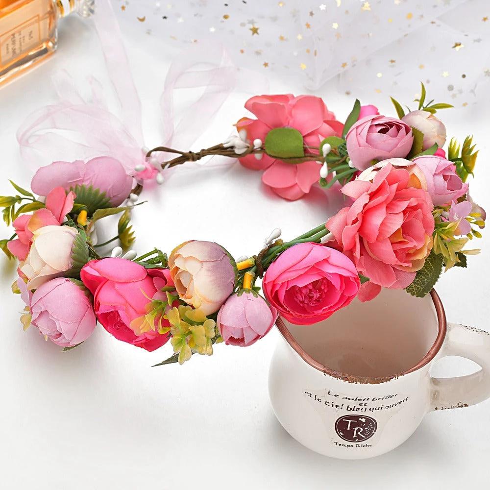 Bohemian floral hairband bride photo shoot bride hair accessories by eprolo