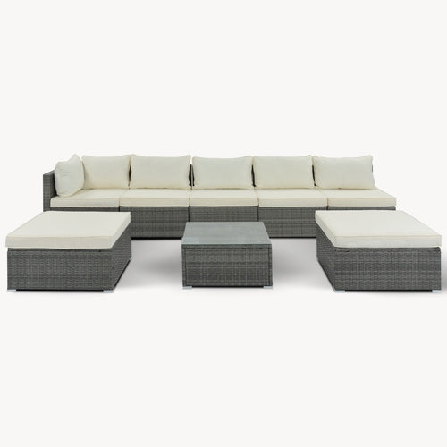 LuneluX_Home – 8-Piece Wicker Patio Conversation Set with Cushions