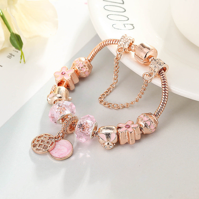Bracelet géométrique en or rose Fashion Love pour femme