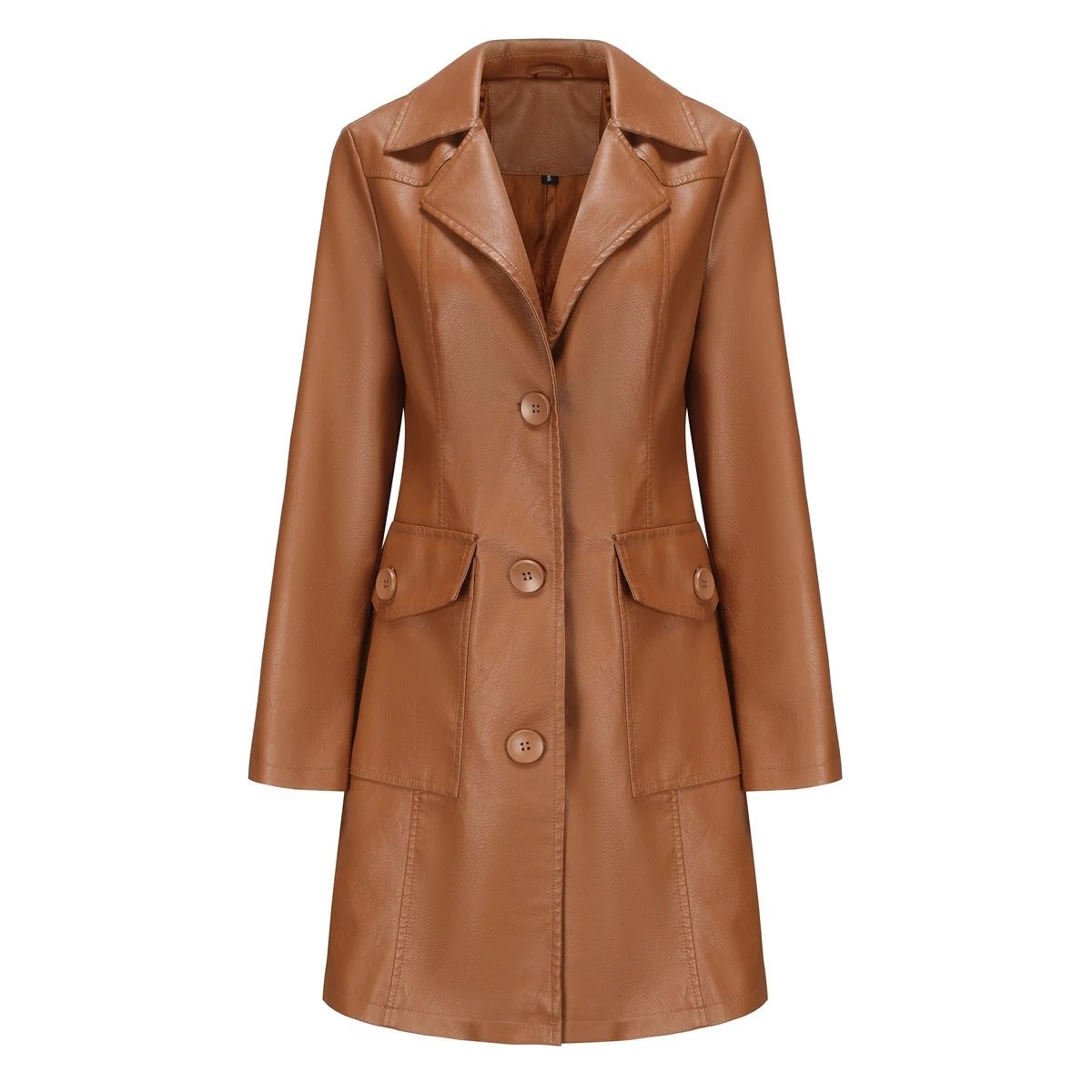 Long Leather Trench Coat Fashionable Outerwear For Women by AdTec