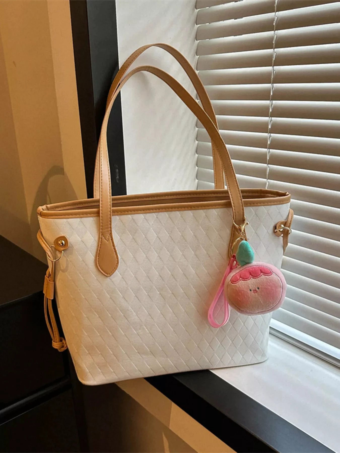 Woven Pattern Tote Bag by Trendsi