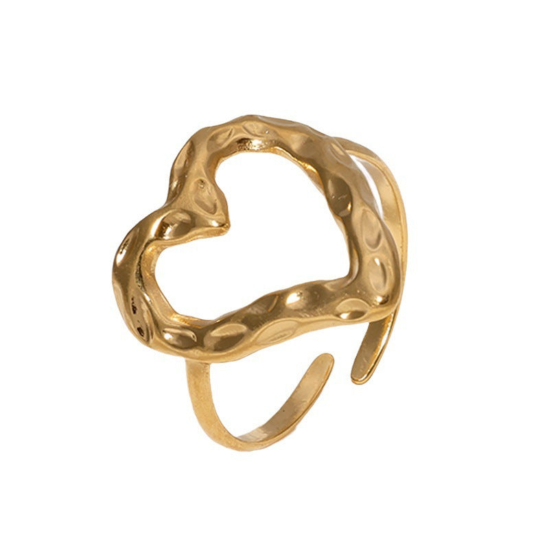 Bague ajustable en acier inoxydable Retro Love