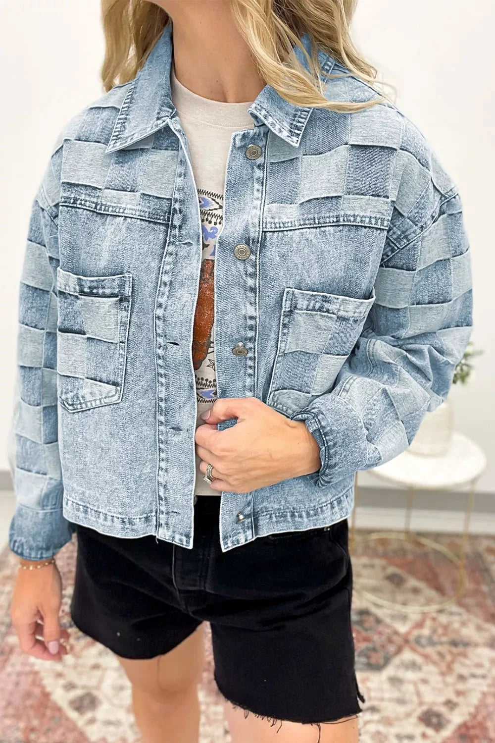 Button Up Wash Denim Jacket by Trendsi