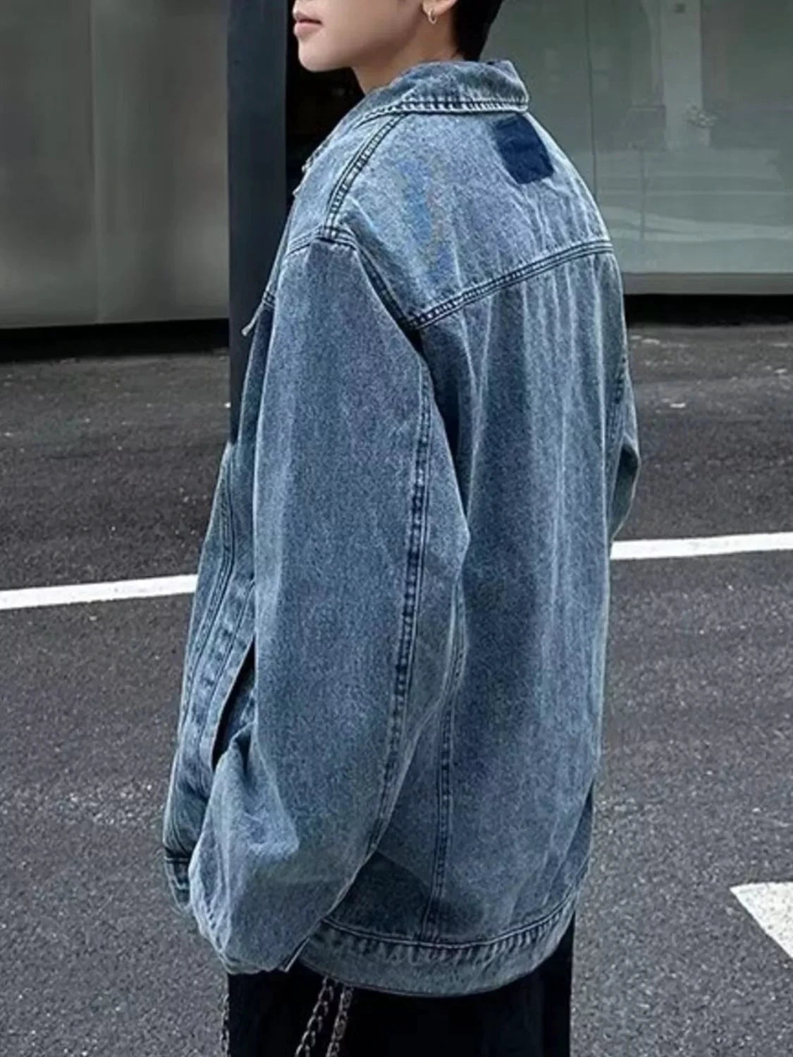 Men's Full Size Button Up Oversized Denim Jacket Plus Size by Trendsi