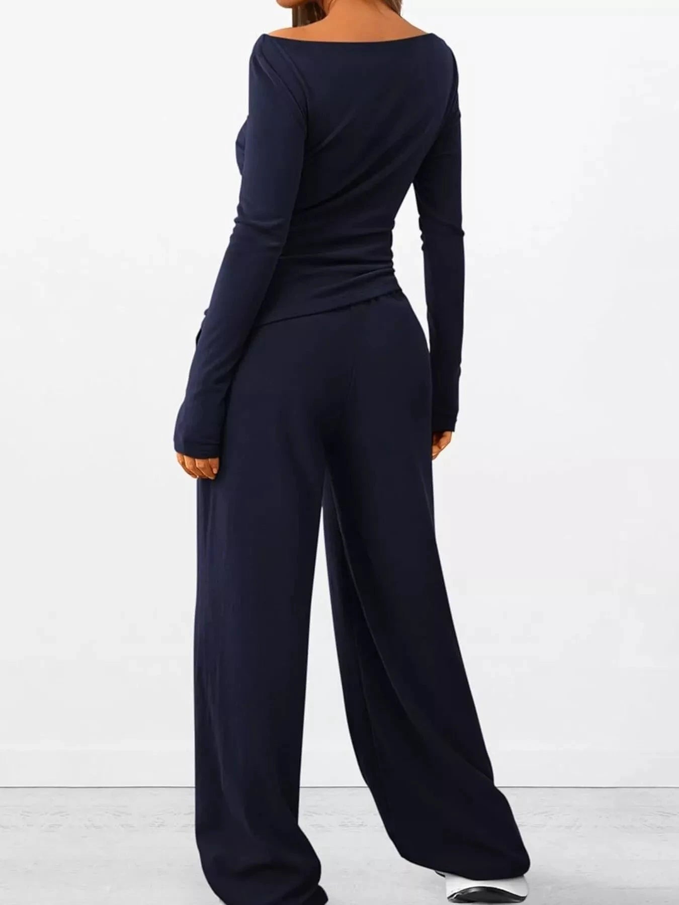 Long Sleeve Top and Wide Leg Pants Set by Trendsi