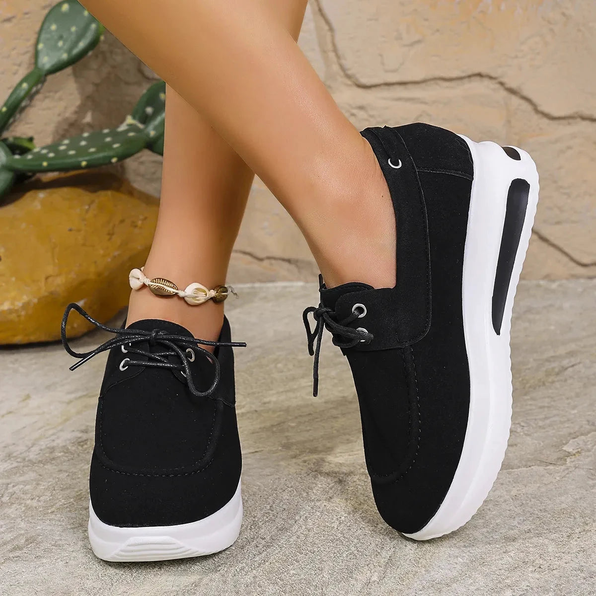 Round Toe Platform Sneakers by Trendsi