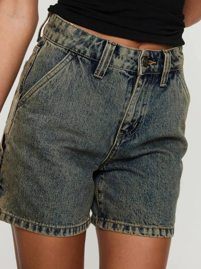 Washed High Rise Denim Shorts by eprolo