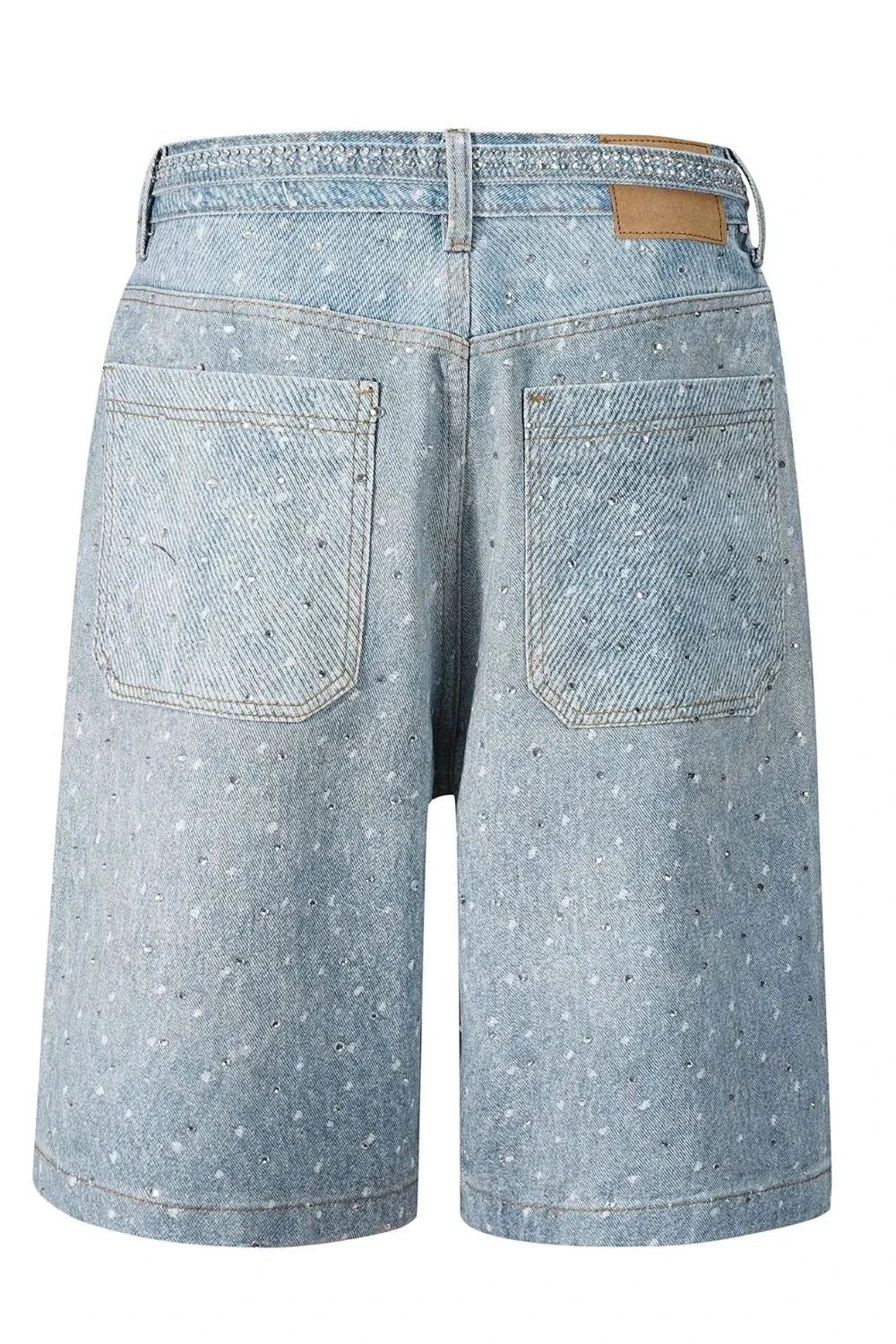 Men's Washed Rhinestone Denim Bermuda Shorts by eprolo