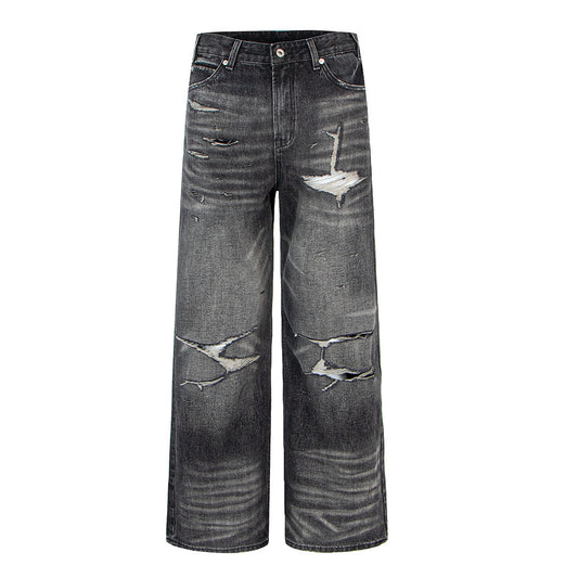 Distressed Ripped Washed Vintage Combat Denim Pants