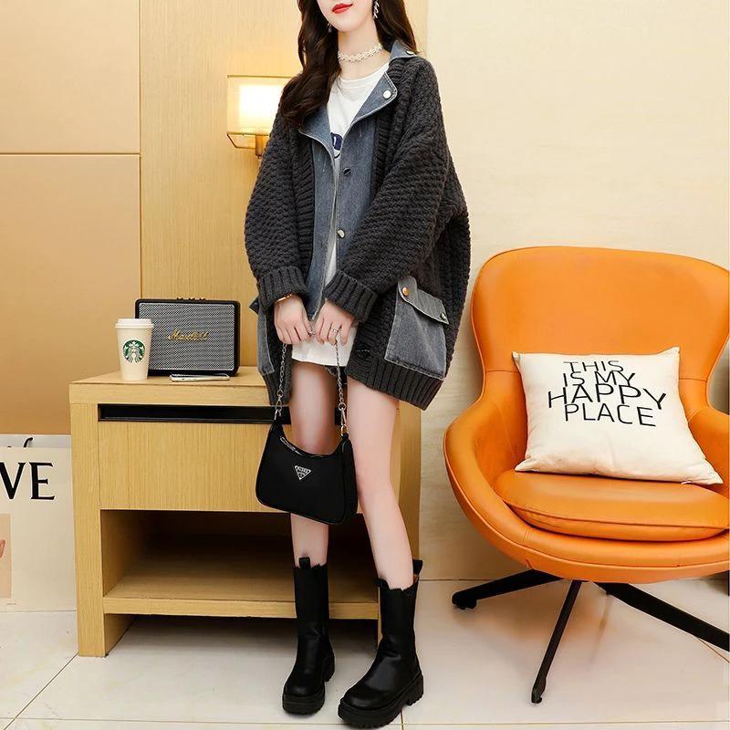 Casual Fake Two-Piece Design Loose Knit Sweater Cardigan by eprolo
