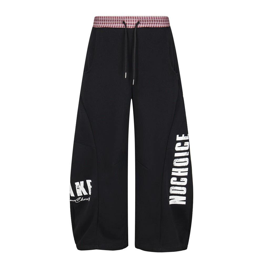 Letter Printed Curved Knife Casual Pants by eprolo