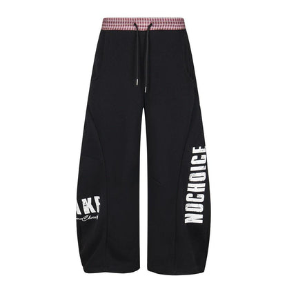 Letter Printed Curved Knife Casual Pants by eprolo