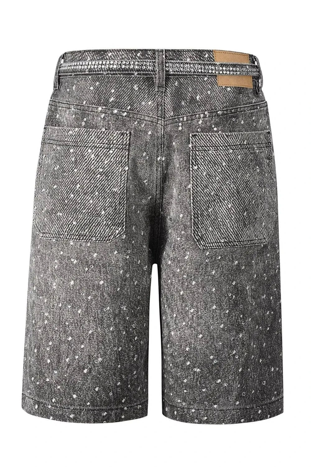 Men's Washed Rhinestone Denim Bermuda Shorts by eprolo