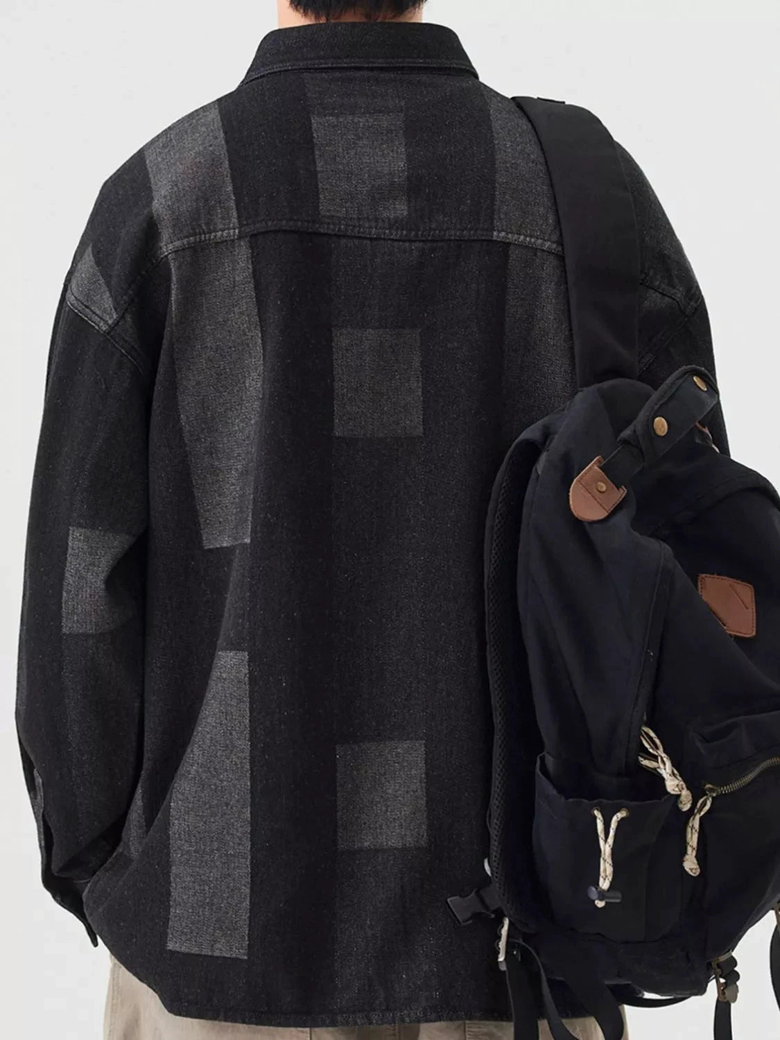 Men's Plus Size Urban Style Button Up Denim Jacket by Trendsi