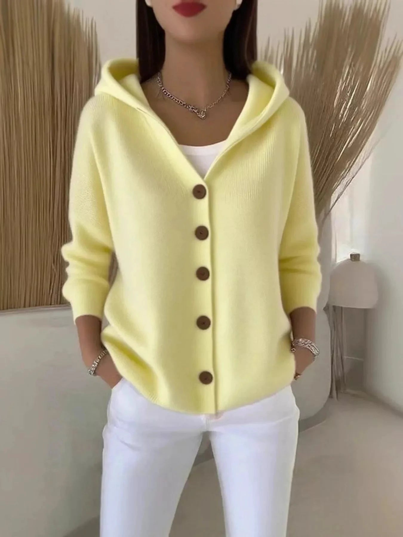 Full Size Hooded Button-Down Knit Cardigan Plus Size by Trendsi