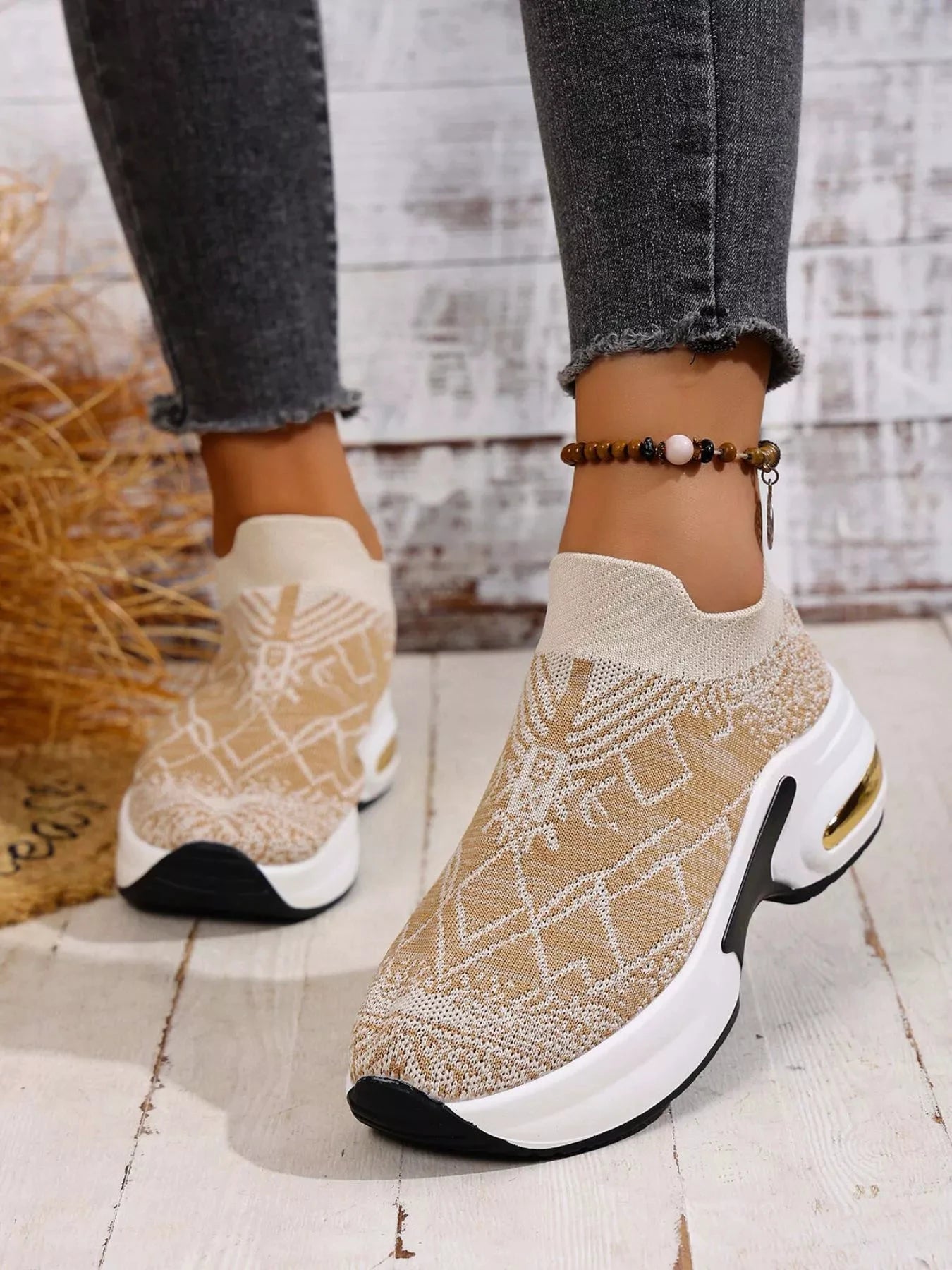 Mesh Round Toe Platform Sneakers by Trendsi