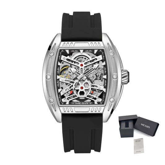 Montre de sport Megir pour homme, mouvement mécanique automatique, bracelet en silicone lumineux