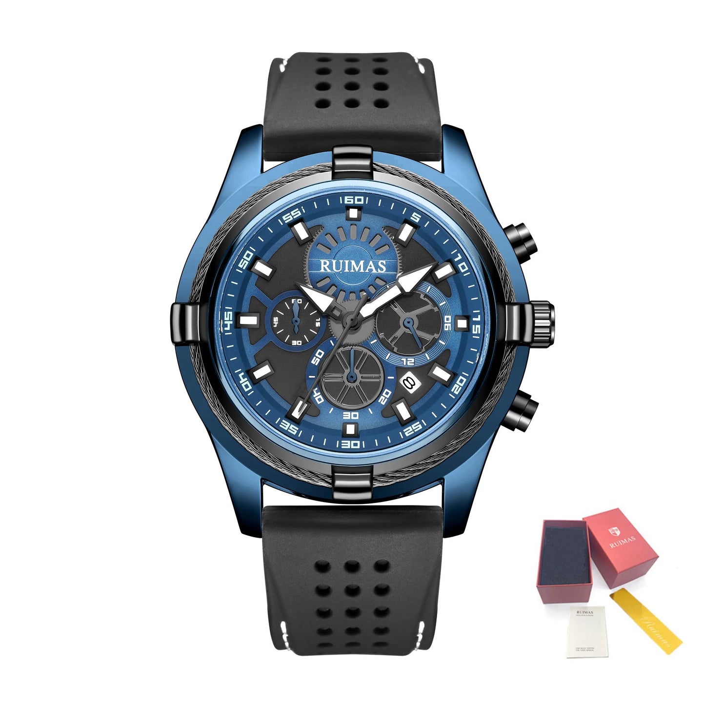 Luxury Men's Quartz Watch Silicone Strap Large Waterproof Military Sports Watch with Luminous Date