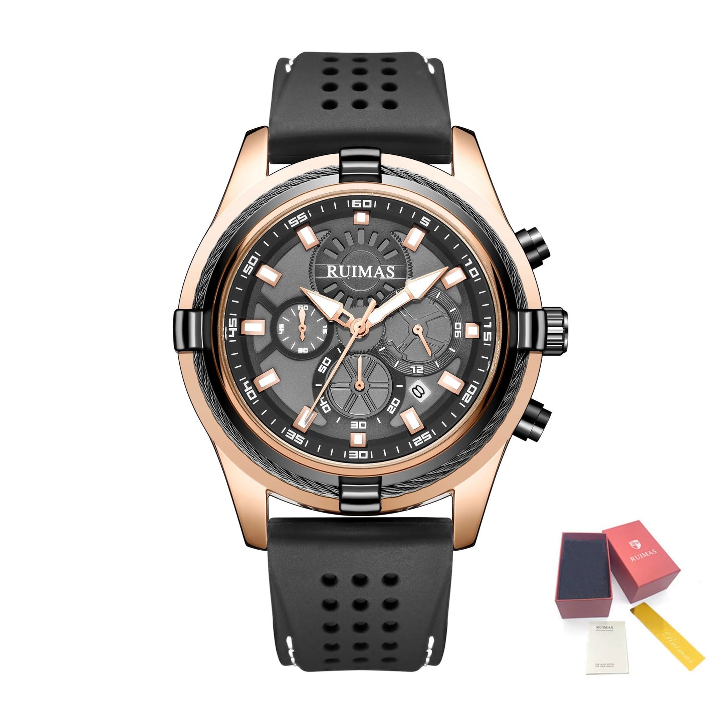 Luxury Men's Quartz Watch Silicone Strap Large Waterproof Military Sports Watch with Luminous Date