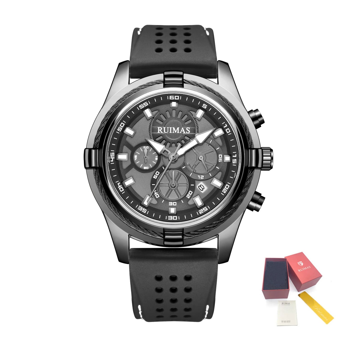 Luxury Men's Quartz Watch Silicone Strap Large Waterproof Military Sports Watch with Luminous Date