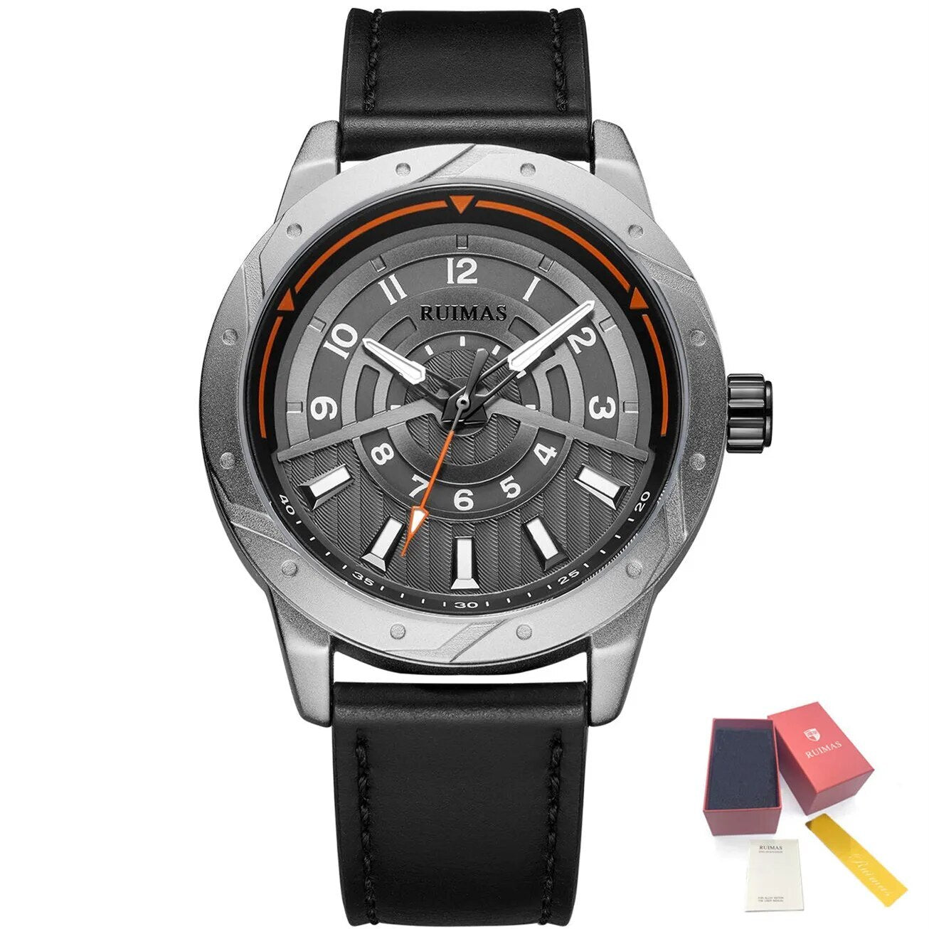 Montre homme de luxe, mouvement à quartz militaire, étanche, grand cadran, bracelet en cuir