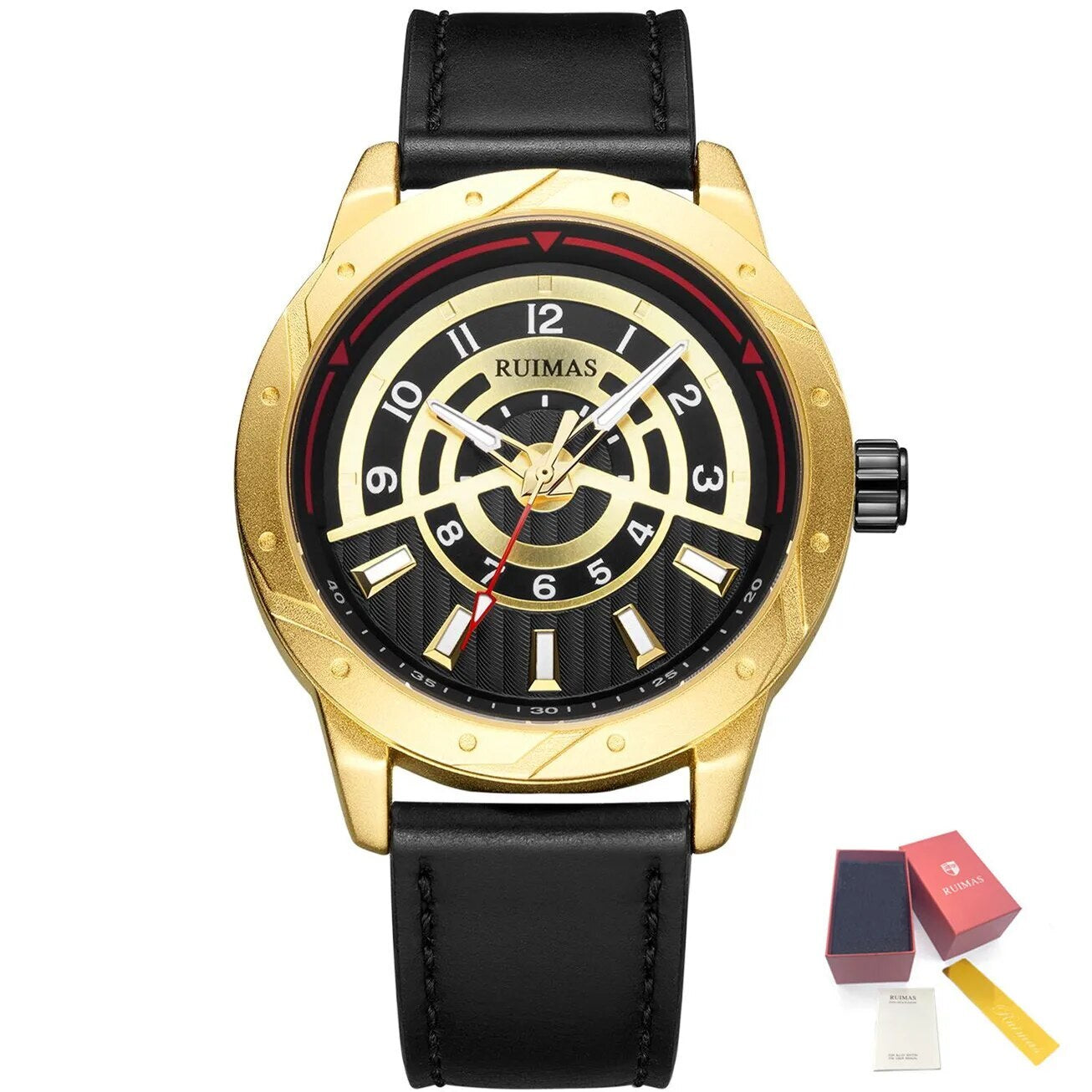 Montre homme de luxe, mouvement à quartz militaire, étanche, grand cadran, bracelet en cuir