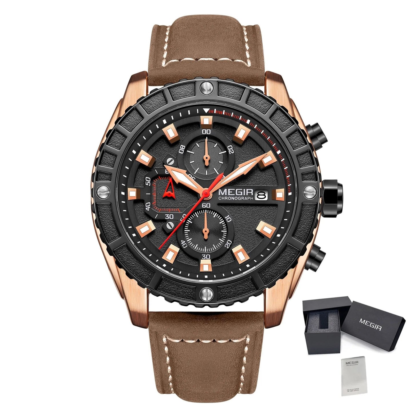 Megir Men's Waterproof Sport Watch Quartz Military Wristwatch Relogio Masculino