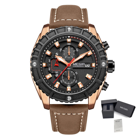 Megir Men's Waterproof Sport Watch Quartz Military Wristwatch Relogio Masculino