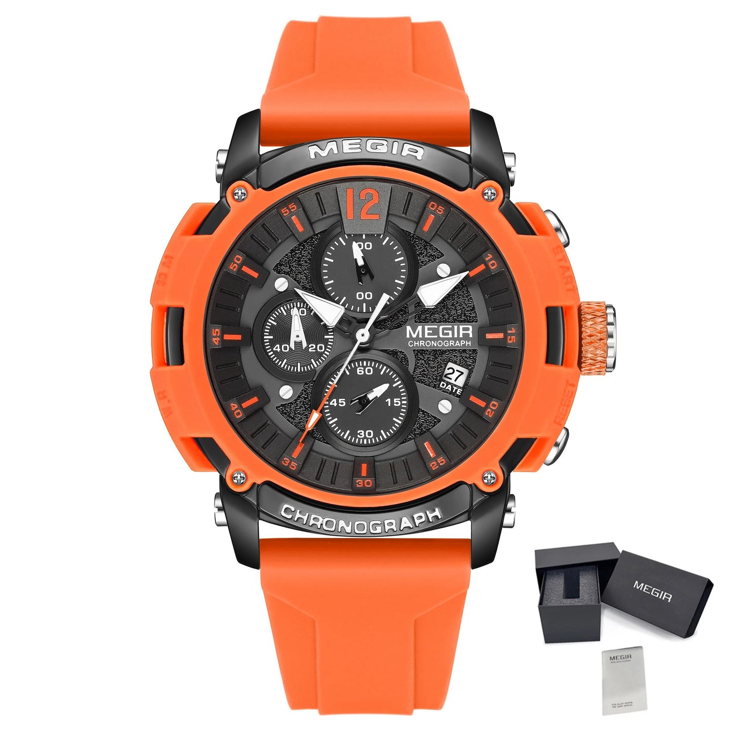 MEGIR Men's Quartz Chronograph Watch Waterproof Sports Dress Silicone Strap Reloj Hombre 2208 MEGIWAT