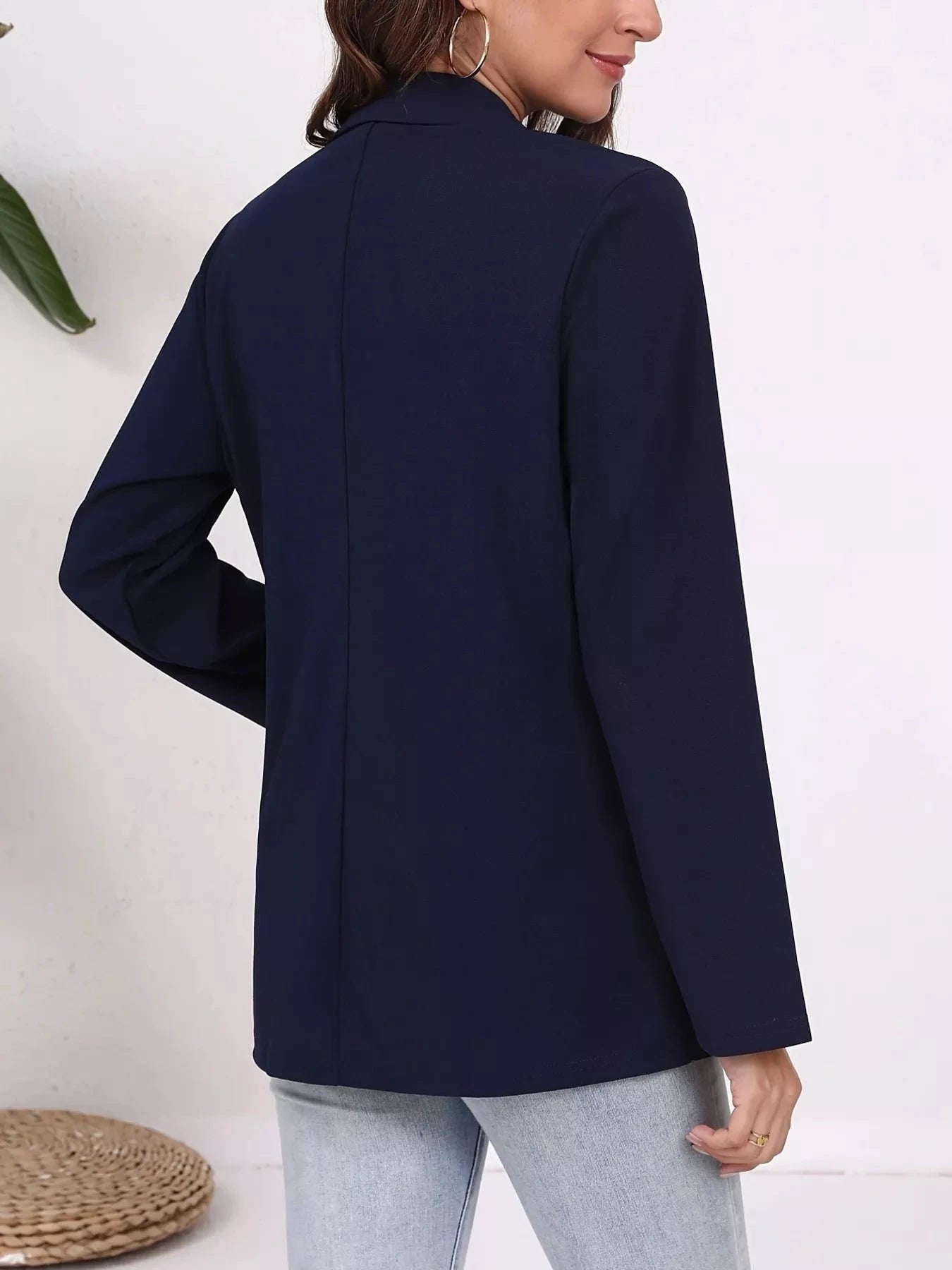 Plus Size Lapel Collar Single-Button Blazer by Trendsi