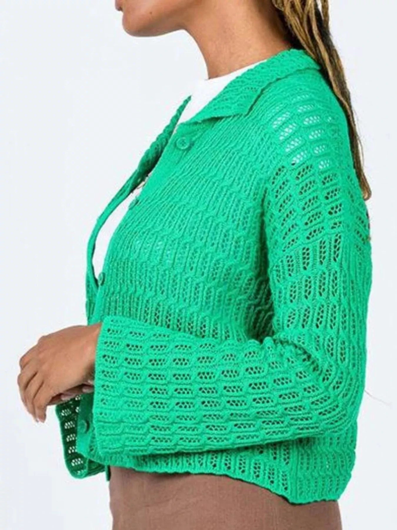 Knit Button-Down Cardigan by Trendsi