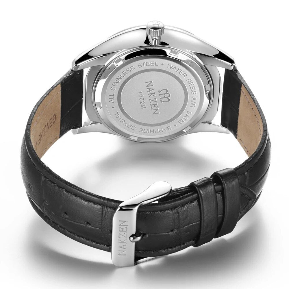 Montre à quartz pour homme NAKZEN, montre-bracelet sport décontractée en cuir, marque de luxe Relogio Homme Masculino 