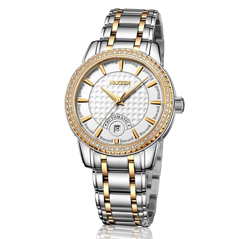 Montre NAKZEN pour homme, mouvement mécanique automatique Miyota 8215, sertie de diamants et de saphirs. 