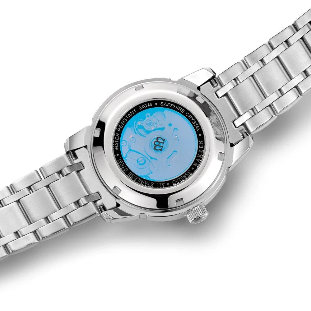 Montre NAKZEN pour homme, mouvement mécanique automatique Miyota 8215, sertie de diamants et de saphirs. 