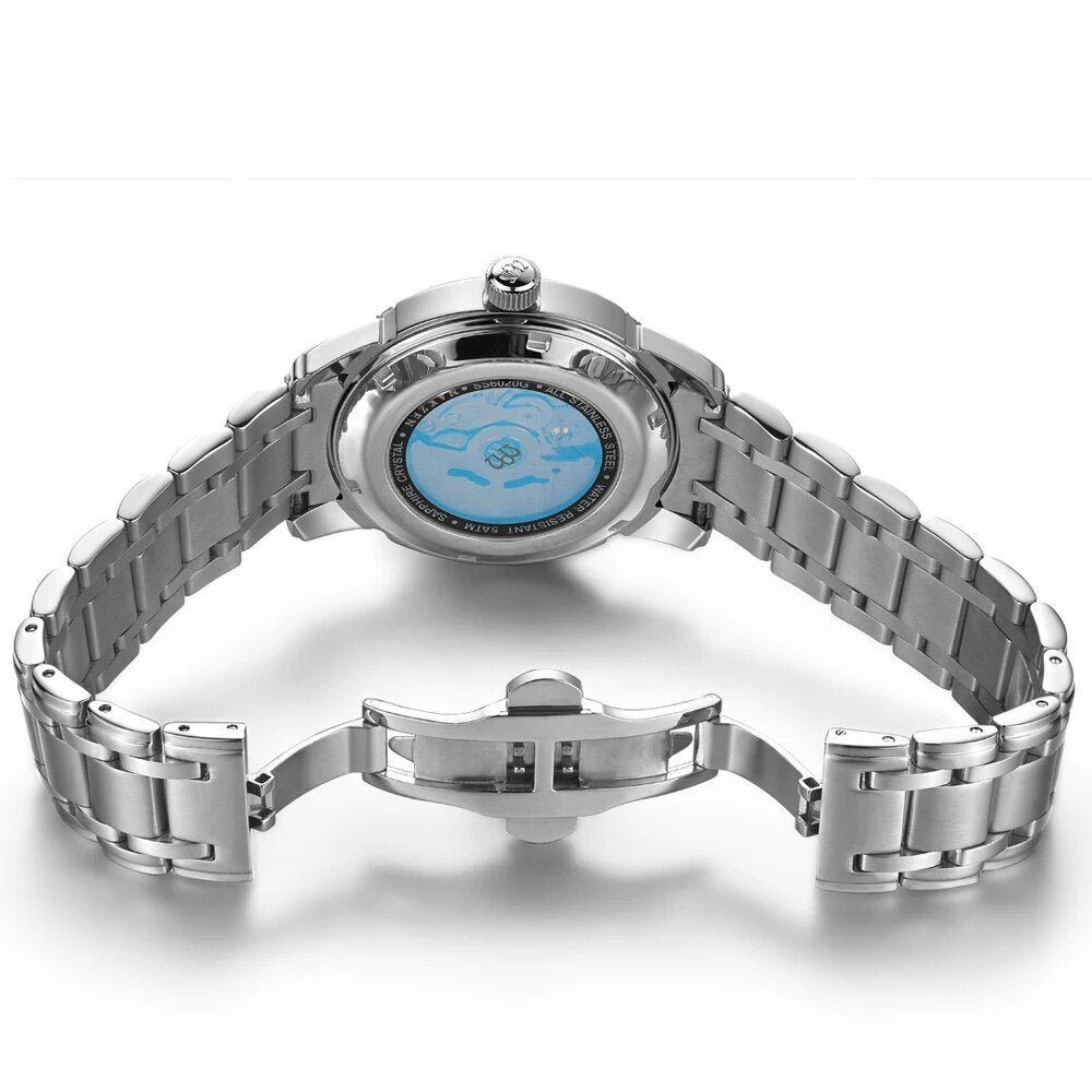 Montre NAKZEN pour homme, mouvement mécanique automatique Miyota 8215, sertie de diamants et de saphirs. 