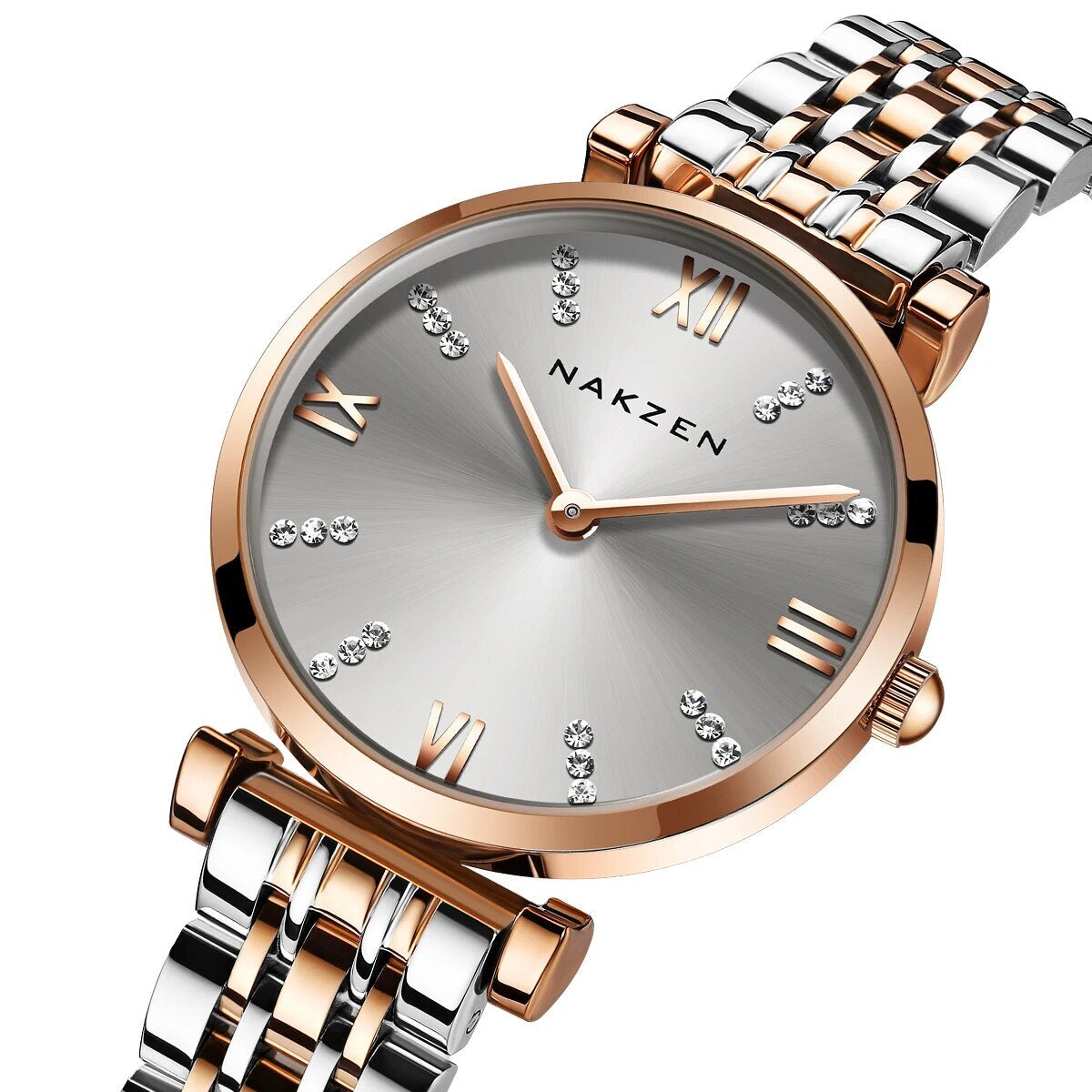 Fashion Women's Rose Gold Luxe Quartz Watch Relogio Feminino with Diamond Marking