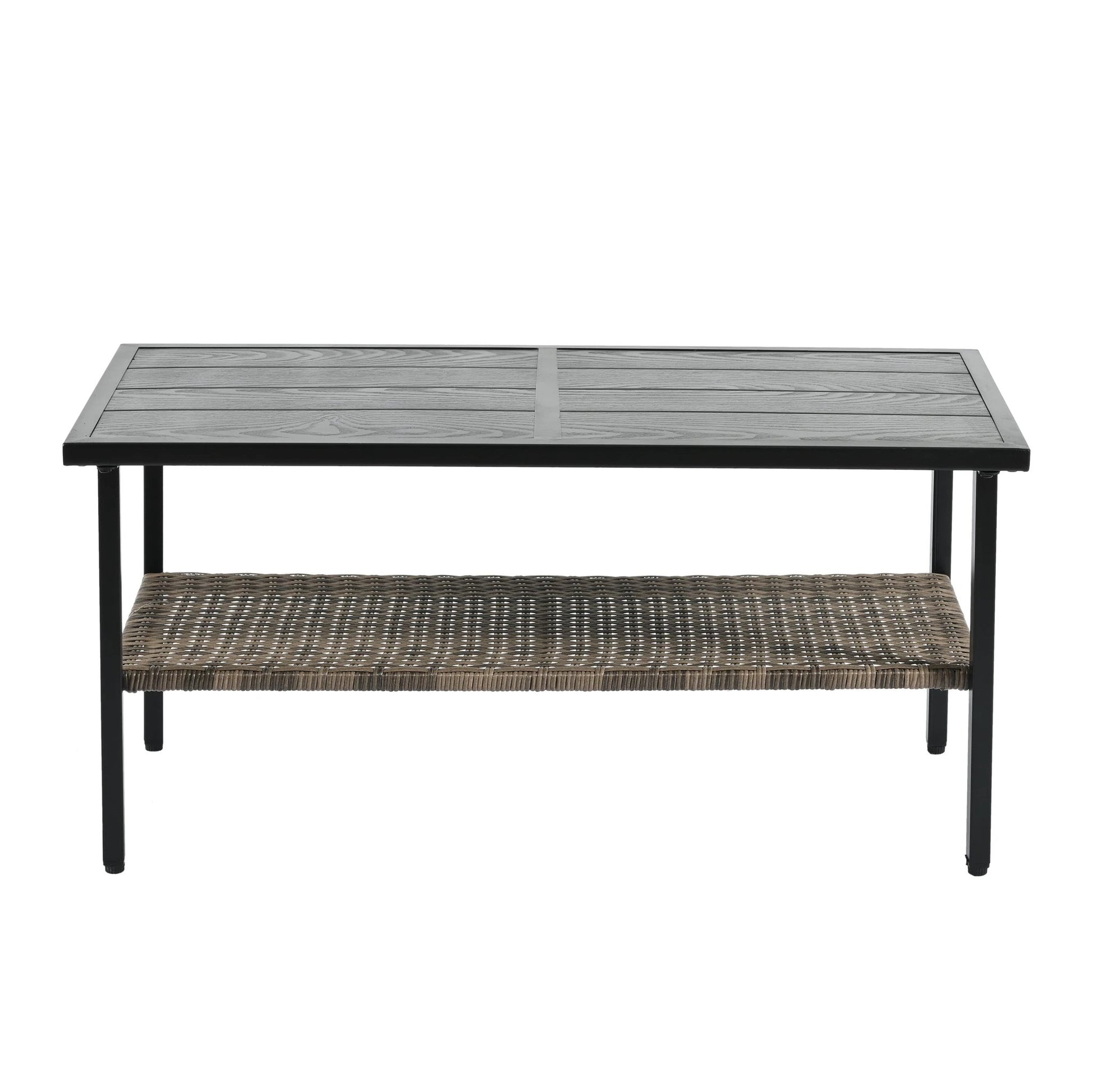 Patio Furniture, Outdoor Furniture, Seasonal PE Wicker Furniture, Four Set Wicker Furniture With Black Metal Table by eprolo