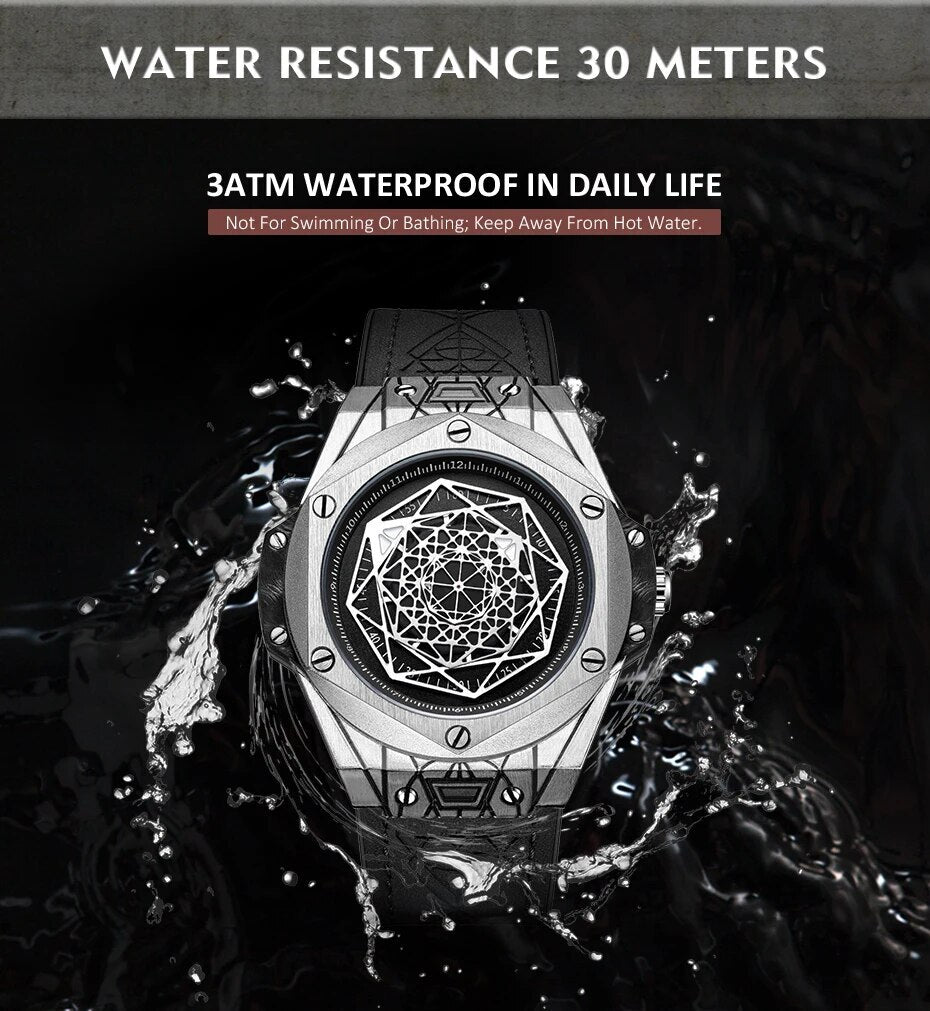 Mens Fashion Sport Watches Waterproof Quartz Men Reloj Leather Strap Clock