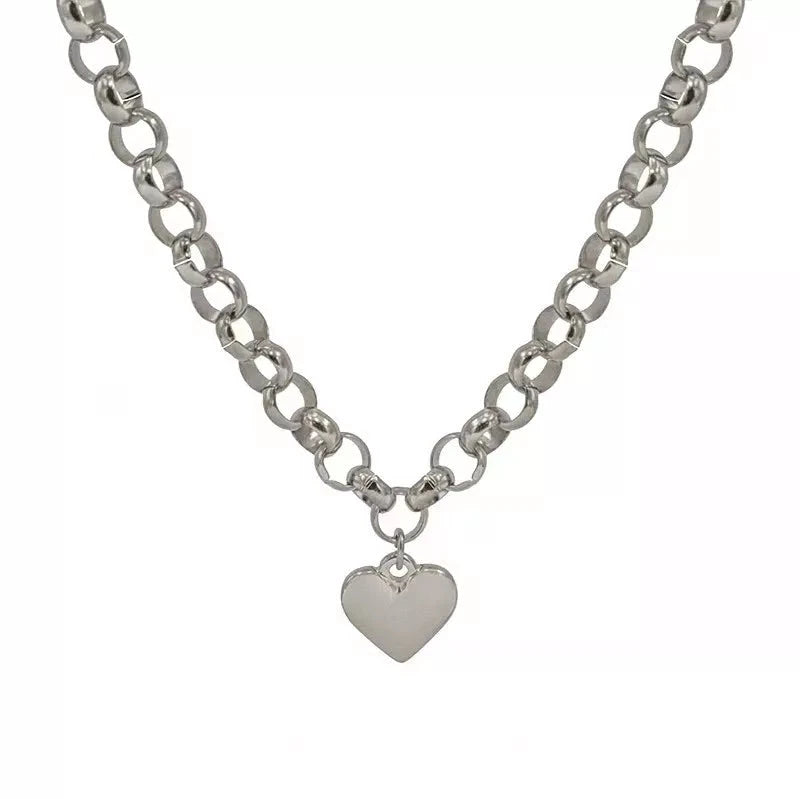 Heart Pendant Toggle Clasp Chain Necklace by Trendsi