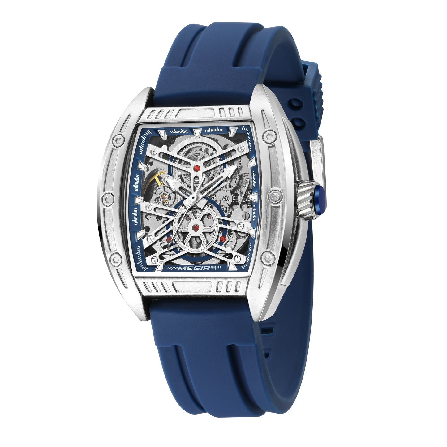 Montre de sport Megir pour homme, mouvement mécanique automatique, bracelet en silicone lumineux