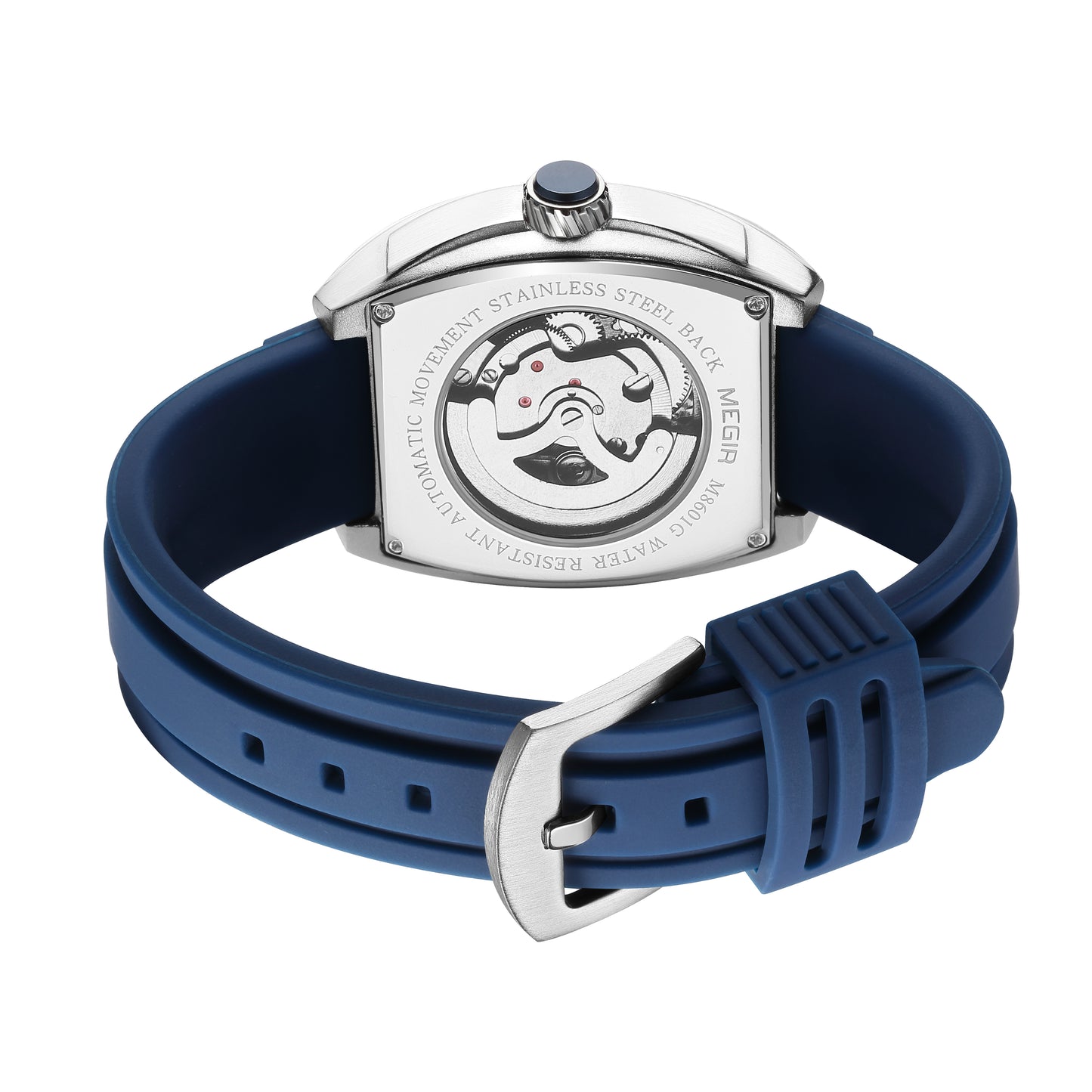 Montre de sport Megir pour homme, mouvement mécanique automatique, bracelet en silicone lumineux