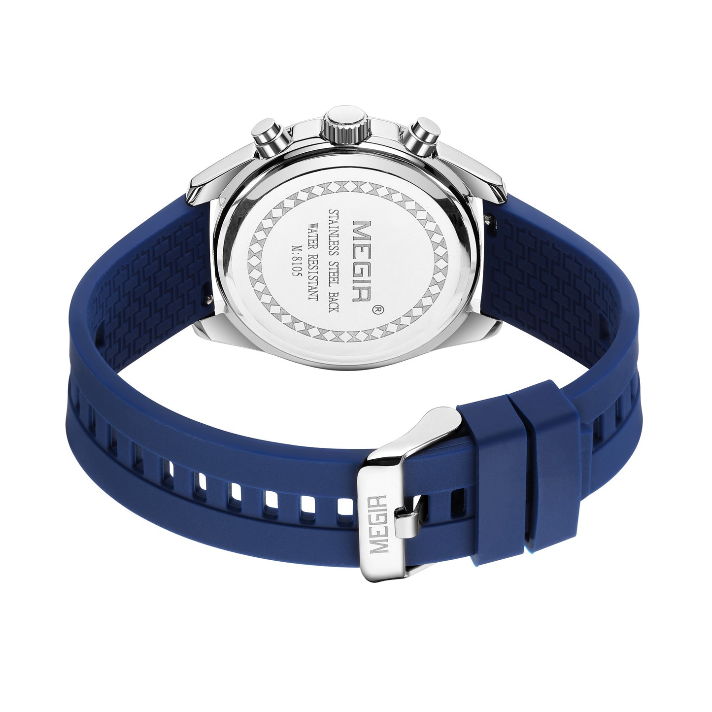 Montre chronographe à quartz analogique avec bracelet en silicone et calendrier