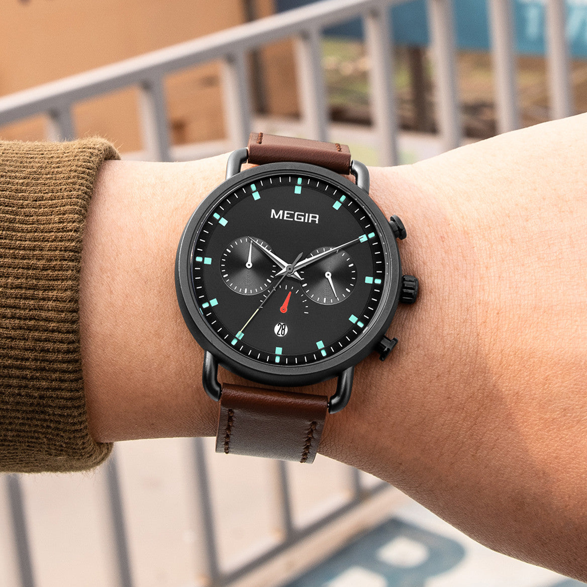 Montre homme MEGIR, marque de luxe, style décontracté, montre à quartz étanche avec date, montre de sport militaire, Relogio Masculino