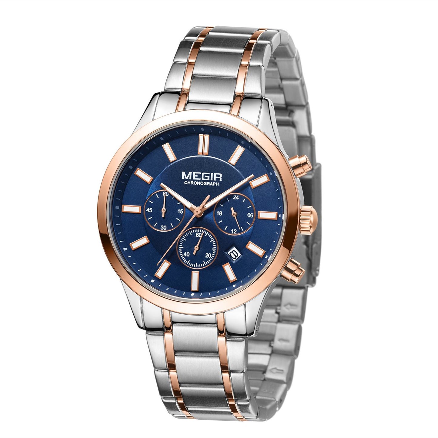 Montre homme étanche en acier inoxydable, chronographe lumineux à quartz, style business décontracté