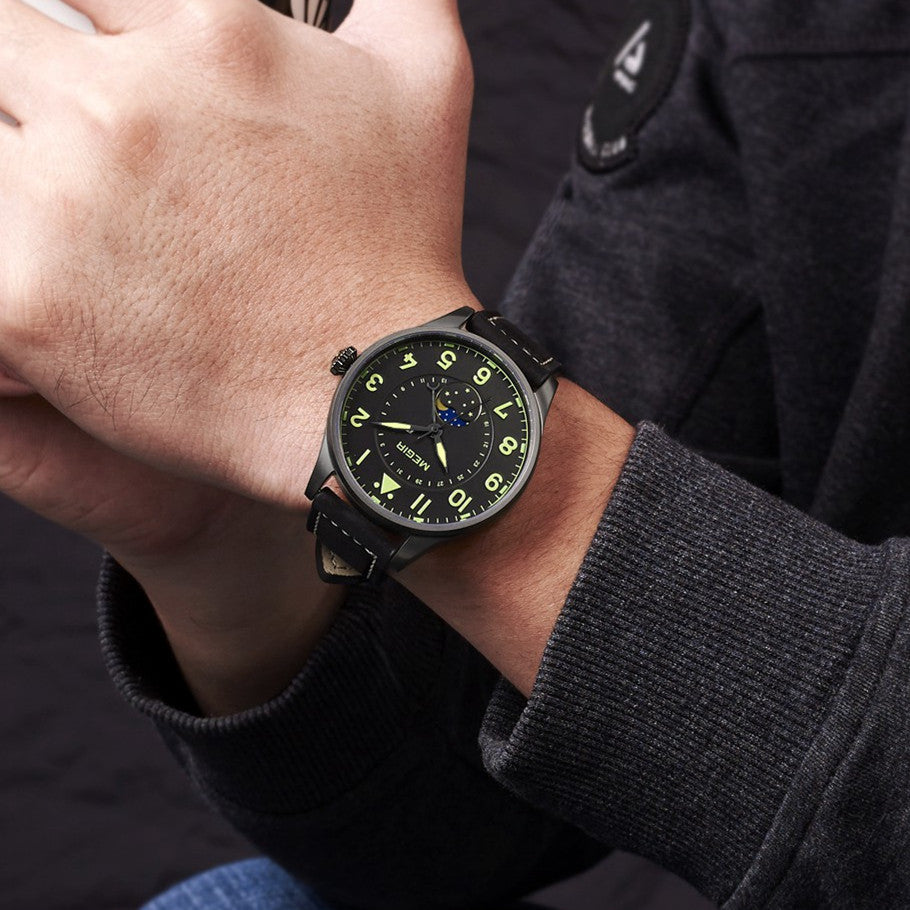 Montres de luxe pour hommes, style sport, quartz, étanches, en cuir, pour affaires ou loisirs.