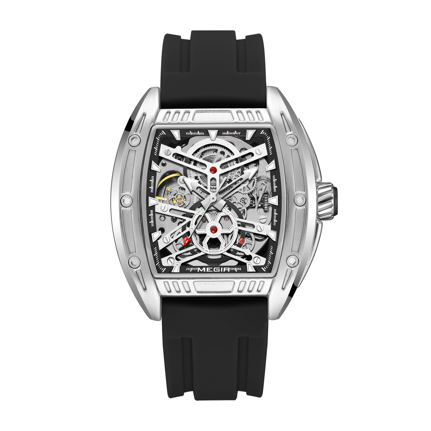 Montre de sport Megir pour homme, mouvement mécanique automatique, bracelet en silicone lumineux