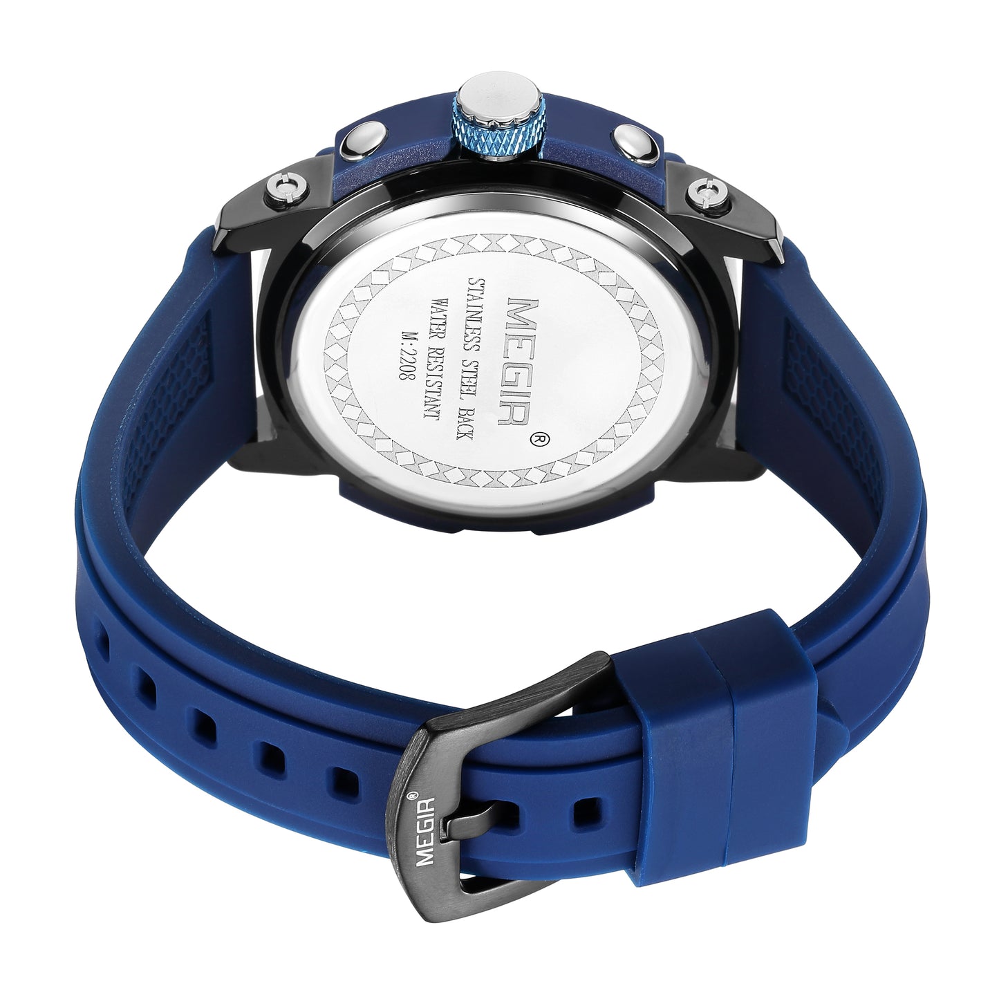 MEGIR Men's Quartz Chronograph Watch Waterproof Sports Dress Silicone Strap Reloj Hombre 2208 MEGIWAT